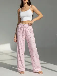Women's Striped Sleep Pants, Loose Fit Homeewear Long Pants, Bow Tie Belt, Spring Summer Fall, Outdoor Wear