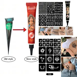 (Pack of 6) 25g-100% Fresh Natural Henna Cones | Original Henna Blend | Plant Based Temporary Tattoos |Two Colour Choose | Makeup Cosmetic