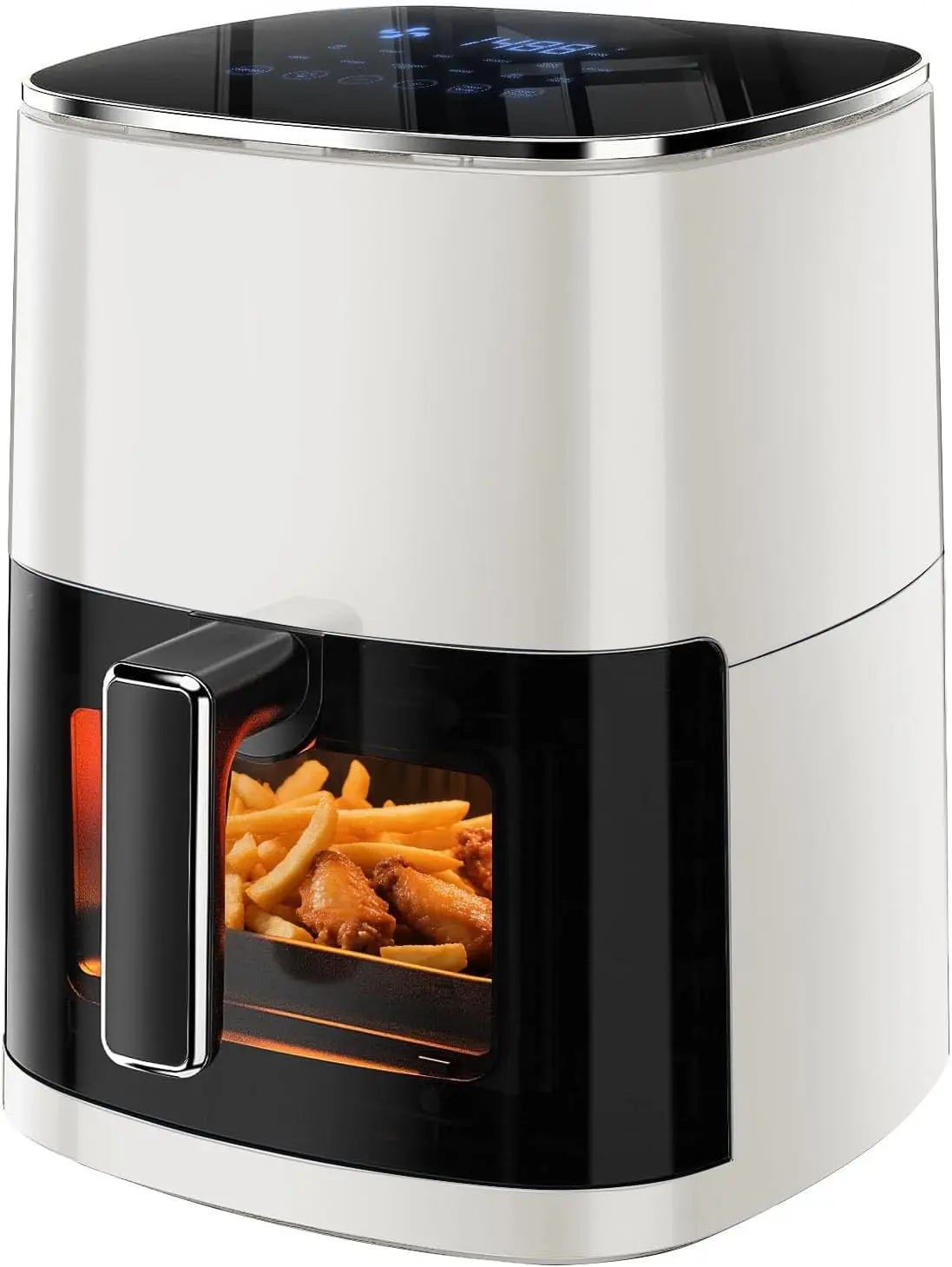 Simple Deluxe 6.34 QT Digital Air Fryer - 1700W Kitchen Fryer with Visible Window, 12 Preset Functions, Nonstick Dishwasher-Safe Basket, Beige