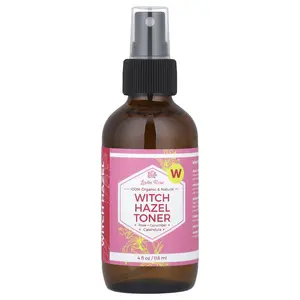 Leven Rose 100% Organic & Natural, Witch Hazel Toner, 4 fl oz (118 ml)