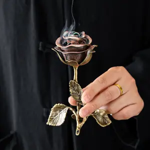 1pcs Rose-Scented Incense Burner - Feng Shui Decorative Item, Suitable for Meditation, Yoga, Home Decor, Valentine's Day Gift, Desktop Ornament, Home Fragrance Decor