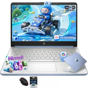 HP 14'' HD Student Business Laptop Computer | AI-Powered Intel N150 | Ultra Light | Windows 11 Pro | Webcam | Up to 16GB RAM 256GB SSD | Accessory Bundle