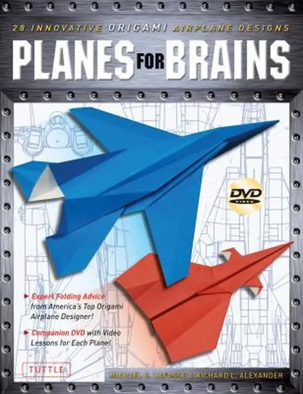 Used Hardcover Book - Planes for Brains: 28 Original Models Origami Airplane Designs by Michael G. LaFosse, Tuttle Pub., with DVD, Easy-to-Follow Instructions, Expert Advice for Parents (English)