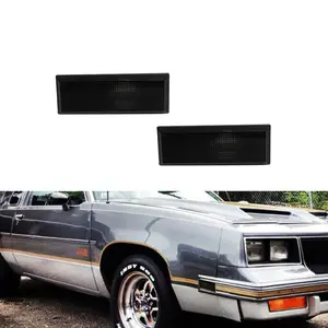2PCS Smoke Front OR Rear Side Marker lamps Light Lens For 1981 1982 1983 1984 1985 1986 1987 1988 Oldsmobile Cutlass 442,Replace OEM GM 915315, GM 915316, GM 915163, GM 915164