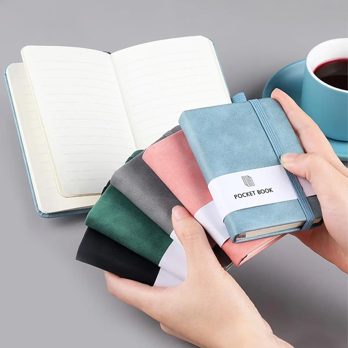 A7 Pocket Notebook, 1 Count Mini Notebook with Pen Holder, Portable Diary Notebook, Stationery Supplies for Home School Office, Travel Diary Notebook