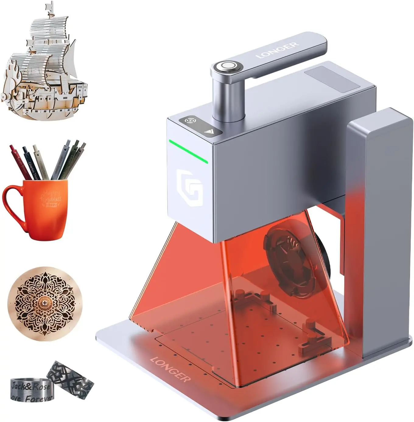 Longer Nano Portable Laser Engraver, 6W Laser Engraver and Cutter, DIY Engraver Tool for Wood, Acrylic, Leather, Cloth, Metal, Ceramics,5000mm/s High-Speed