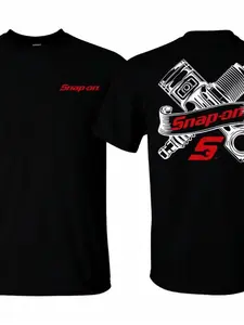 Men's Snap-On Mechanical Style T-Shirt, Graphic Print Workwear Short Sleeve, Casual Fashion Trendy Tee for Men