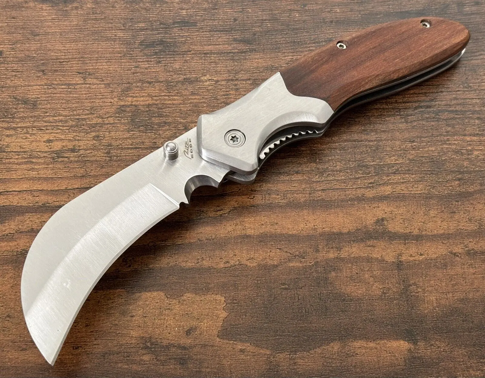Hawkbill Knife Old School Wood Handle Sharp OG Classic Modern Liner Lock Hook Hawkbill Knife Old School Wood Handle Sharp OG Classic Modern Liner Lock Hook