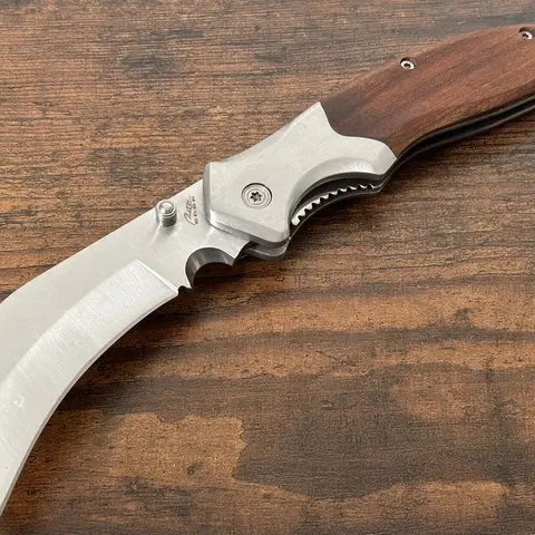 Hawkbill Knife Old School Wood Handle Sharp OG Classic Modern Liner Lock Hook