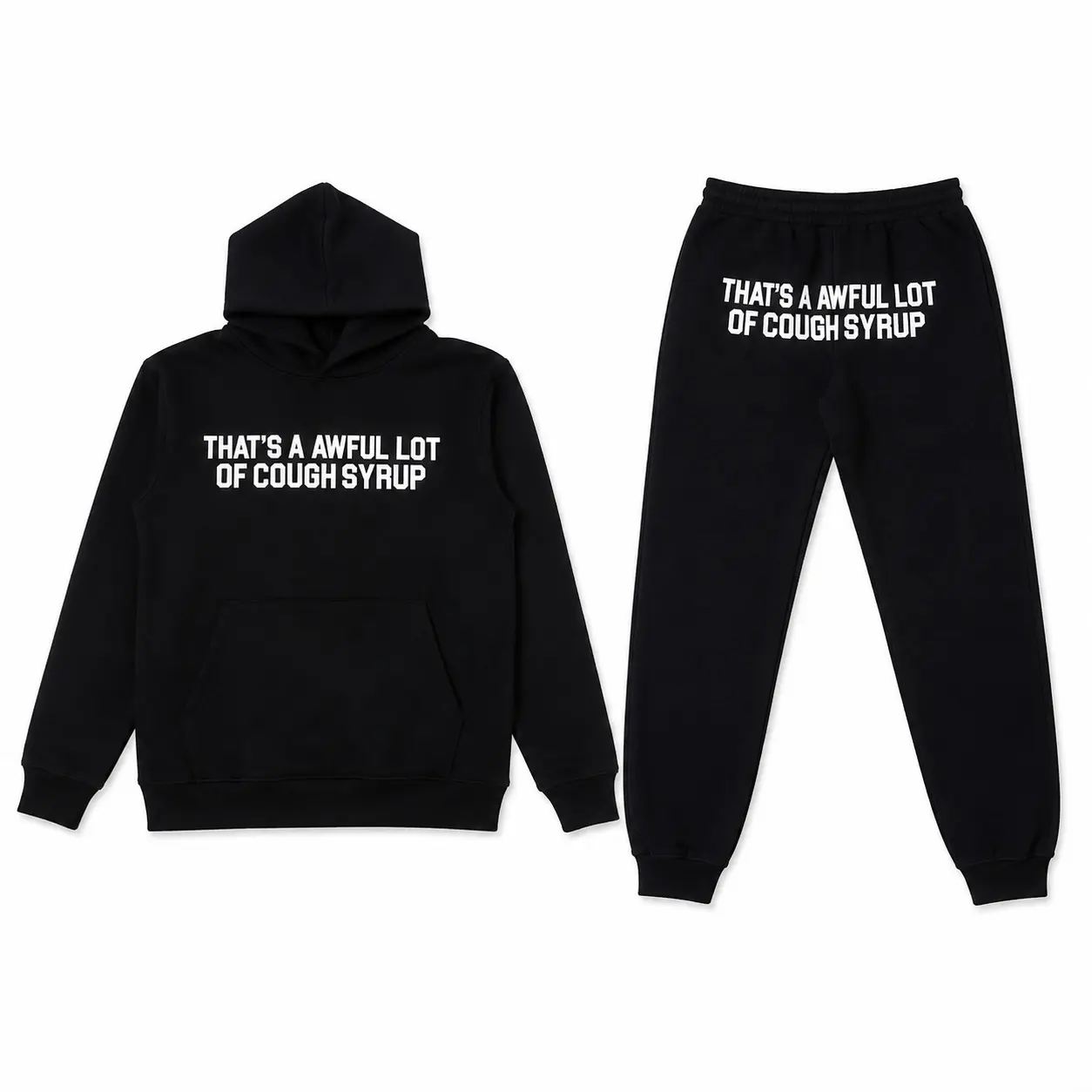That's an Awfu1 Lot of Cough Syrup Hoodie & Sweatpants Set, Unisex Streetwear Tracksuit for Men & Women, Oversized Casual Outfit