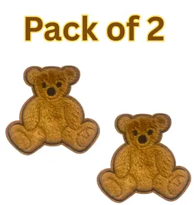 Eleganceinlife Fuzzy Applique Bear Patch, Soft Brown & Beige Teddy Design, 6.5 x 6.5 inch, Poly Rayon Fabric, Pack of 2