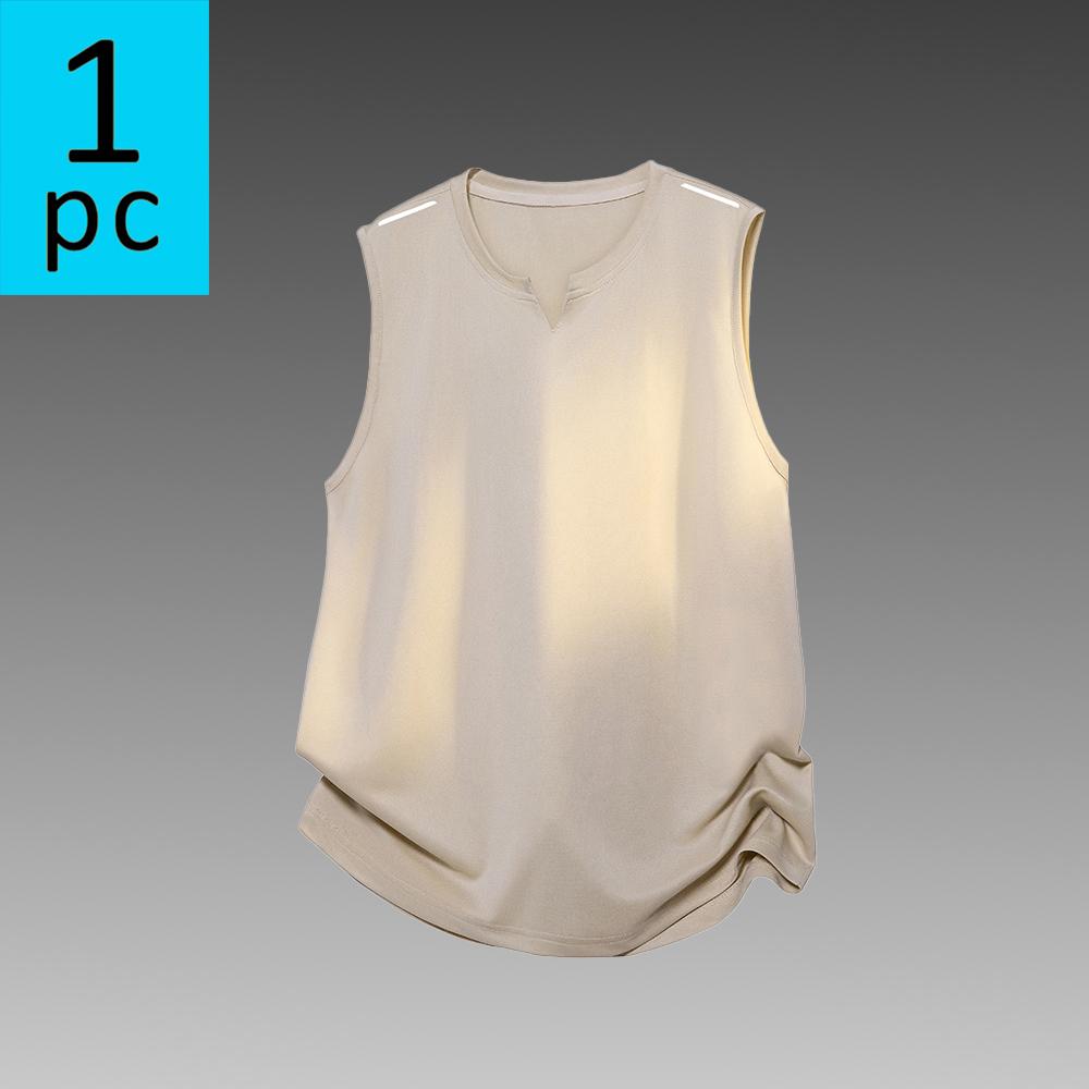 1 piece men’s sleeveless vest for summer—thin, breathable, quick-dry sports T-shirt ; available in multiple colors; men’s vest for fitness training and running; suitable for everyday casual wear. Tops