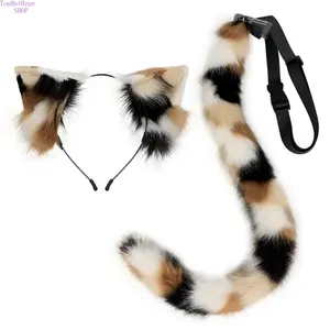 Soft Plush Cat Ears Headband & Furry Tail Set, Adorable Furry Animal Ears Cosplay Accessories, Lightweight Costume Props Perfect for Anime Conventions, Comic Cons, Cosplay Events, Halloween Parties & Daily Cute Outfit Matching