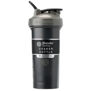 BlenderBottle Classic V2 Shaker Bottle Perfect for Protein Shakes and Pre Workout, 28-Ounce, Grey/Black, Black Shadow