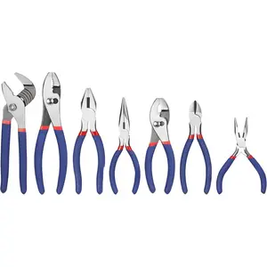 7-piece Pliers Set with Groove Joint, Long Nose, Slip Joint, Linesman, and Diagonal Pliers for DIY & Home Use