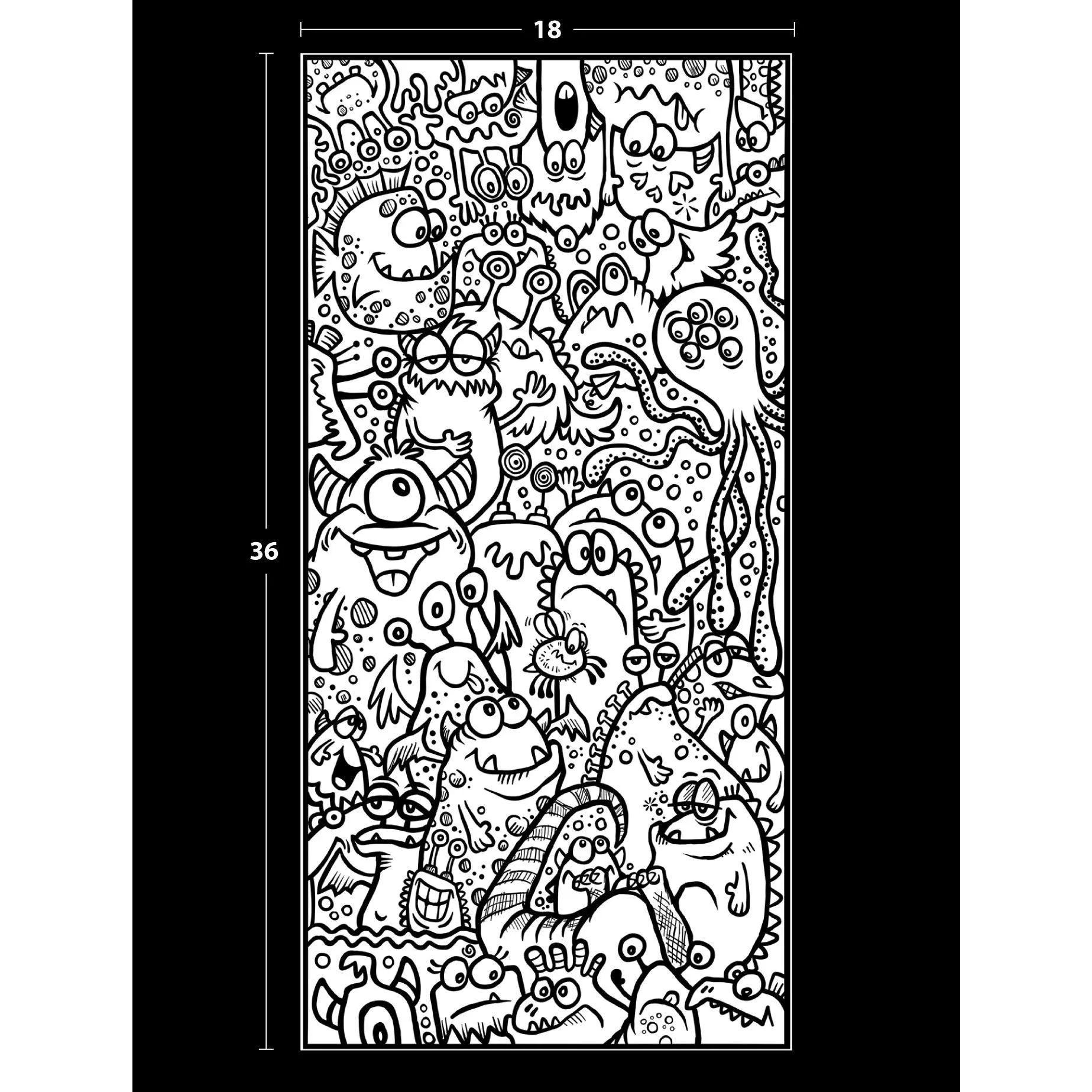 18x36in Giant Monster Coloring Paper Poster - Character Art Wall Decor, Creative Design Art Print for Kids, Home Supplies, Art Prints