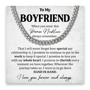 To My Boyfriend Promise Necklace, Boyfriend Christmas Valentine's Gift, Promise Necklace For Him, Promise Necklaces Gift For Boyfriend, Birthday Valentines Jewelry Gifts For Man, Husband Cuban Chain Necklace From Wife, Anniversary Necklaces For Boyfriend