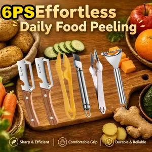 6PCS Kitchen Multi-Function Stainless Steel Thickened Fruit Peeler Knife for Sugar Cane and Pineapple Skin Removal Special Tool TF