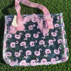 Small flamingo clear tote bag. Summer tote bag. Get summer ready for your next adventure