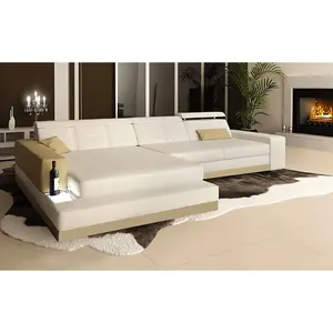 Carsa Mini Modern Leather Sectional with Chaise
