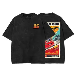 Retro Two Side Cars T-Shirt Tee, Cars Movie T-Shirt 1, Mcqueen and Mater Retro Vintage Unisex Anime Graphic Tee – Trendy Y2K T-Shirt Acid , Streetwear Casual Apparel Top, Manga Game Movie Lover Gift For Fans Merch, Washed Hoodie and Sweatshirt v1