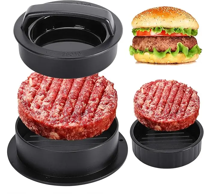 3-in-1 Burger Press, Hamburger Patty Maker and Slider Mold, Nonstick Stuffed Burger Press for Regular and Slider Patties, Barbecue Tool