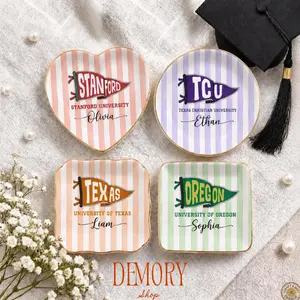 Personalized University College Graduation Gift Ring Dish, Custom Trinket Keepsake, Decor High School, Acceptance Gift, Class Of 2026 Gifts