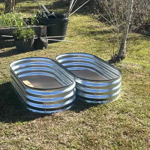 Raised Garden Bed, Outdoor Planter Box with Open Bottom Design, Metal Large Garden Bed for Vegetables, Herbs & Flowers, Rustproof for Backyard & Patio, Silver