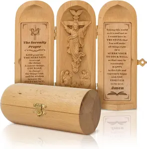 Wooden Statue - Cross My Heart Serenity Prayer Wall Art - Catholic Decor Gifts -  Book  Table Shelf Room Decor -  for Mom (The Serenity)