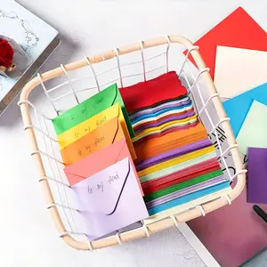 50 - Mini Self-Adhesive Envelopes and Card Set with 25 envelopes + 25 blank greeting cards in a variety of colors, perfect for birthdays, Christmas, Thanksgiving, anniversaries and parties, party invitations, colorful self-adhesive envelopes