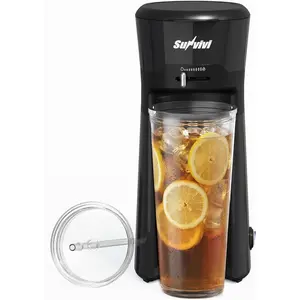 Iced Tea Maker Machine with 20OZ Pitcher, Cold Brew Coffee Maker with Reusable Filter, Strength Control for Flavor, Compact Single Serve Machine for Grounds/Tea for Home & Office, Black