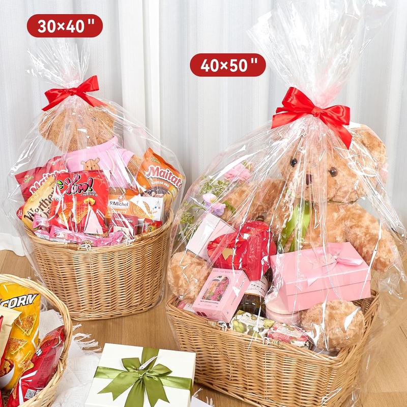 40"x 50" Cellophane Bags, 6 count Clear Cellophane Wrap 3 Mil Thick Plastic Wrapping Bags for Baskets Birthday Shower Party Favors 40"x 50" Cellophane Bags, 6 count Clear Cellophane Wrap 3 Mil Thick Plastic Wrapping Bags for Baskets Birthday Shower Party Favors