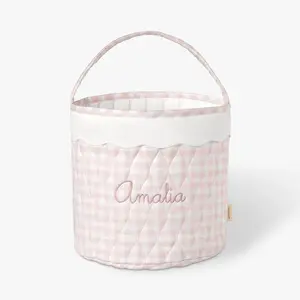 Quilted Storage Basket - Pink Gingham