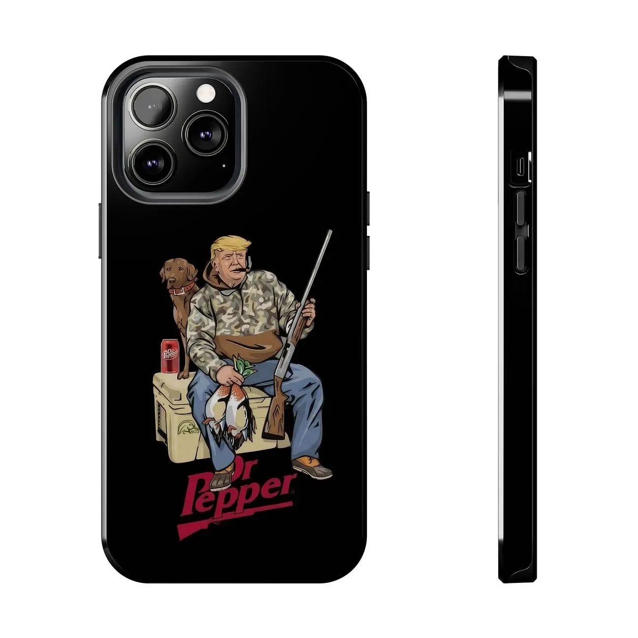 Epic Trump Hunting Dog Phone Case – Rugged Outdoor Style for iPhone 11-16 Series | Shockproof Protection with a Patriotic Twist E