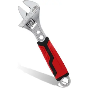 8-Inch Adjustable Wrench, Wide Jaw Crescent Wrench with Max Opening 1-1/4", CR-V Steel Adjustable Wrench with Non-Slip Grip, Thin Profile for Plumbing, Automotive, DIY,  Repair, Garage