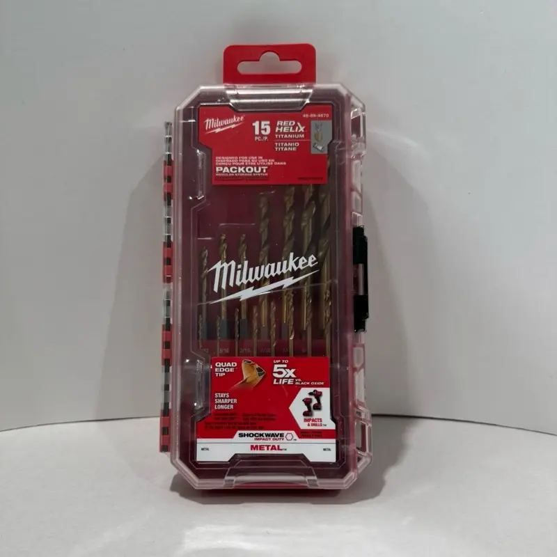 Milwaukee Shockwave Red Helix Titanium Drill Bit Set, 15 PC
