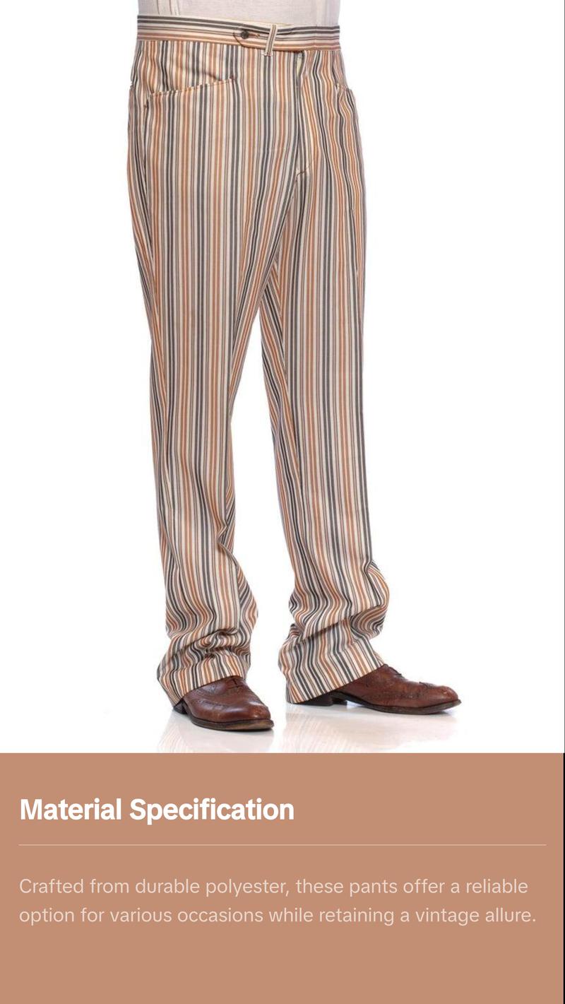 1960S GLEN OAKS Striped Polyester Men's Pants