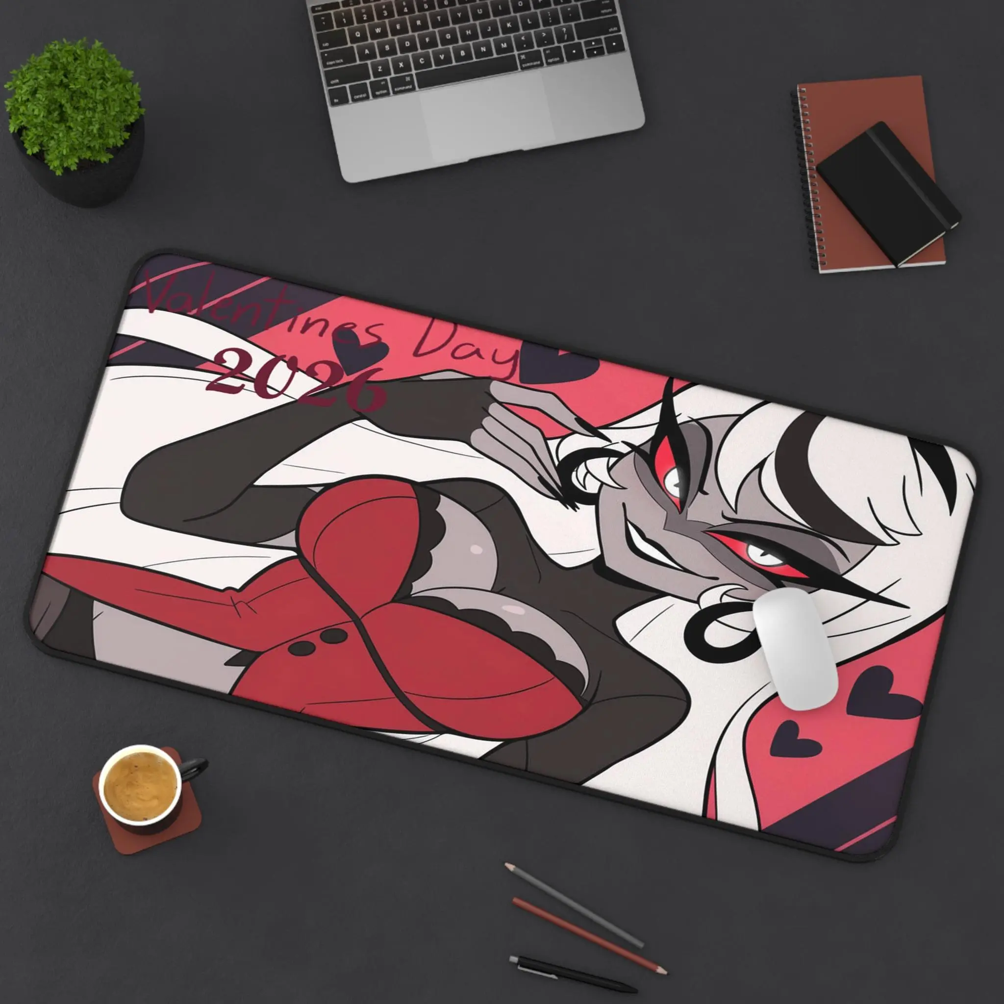 Loona the Hellhound Desk Mat - Helluva Boss Inspired Aesthetic Gaming Accessory with Vivid Colors