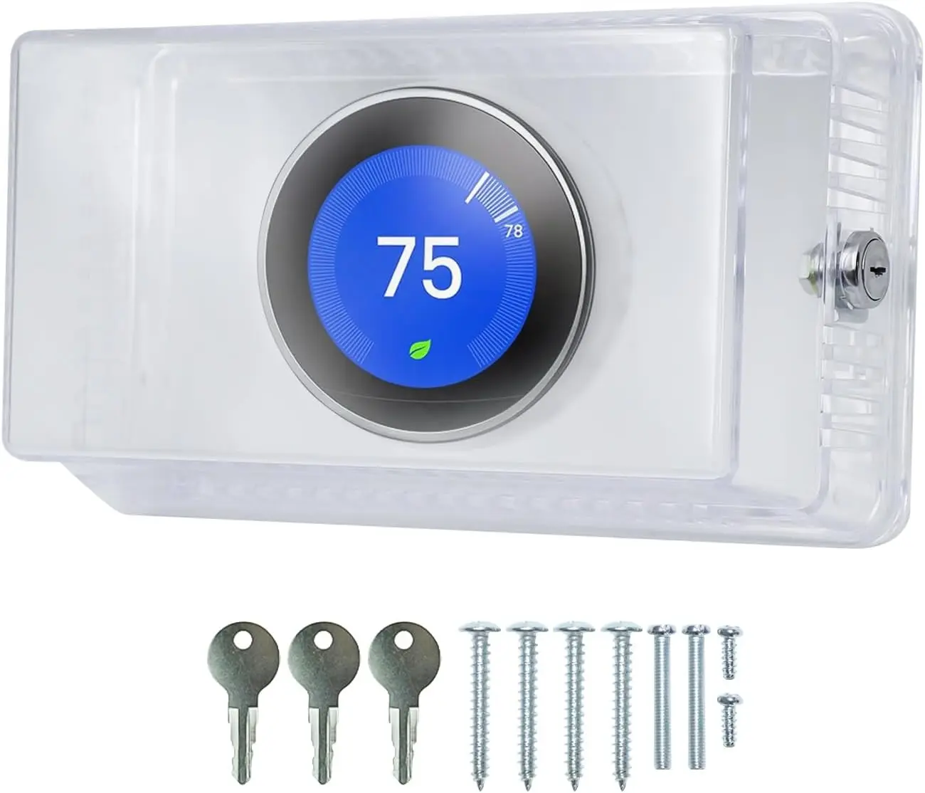 Thermostat Lock Box with Key 10" L x 6.2" W x 3.8" H, Large Thermostat Guard for Thermostat on Wall, Lock Box for AC Thermostat