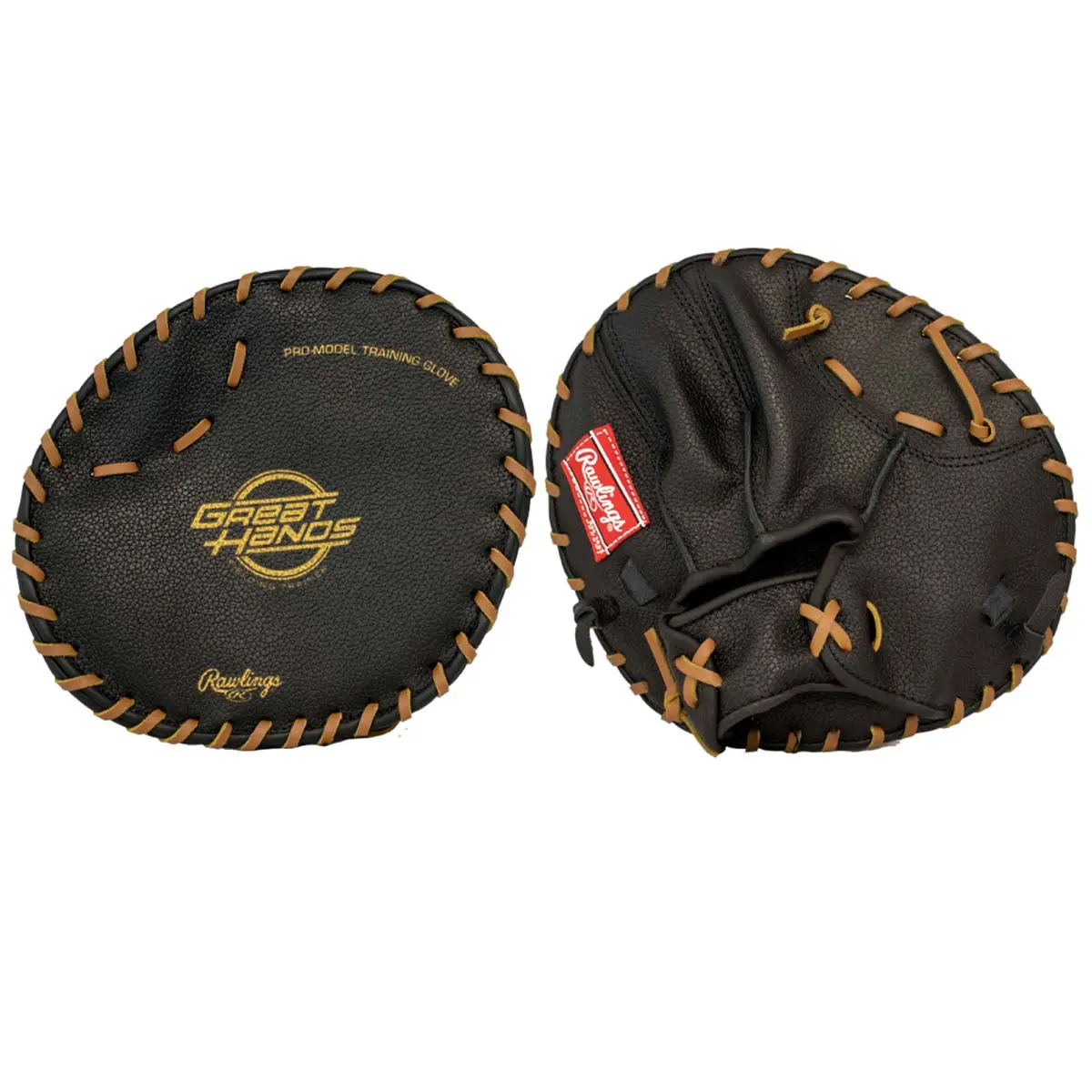 Durable Leather Baseball Pancake Training Glove - No-Pocket Fielding Trainer for Right-Hand Throw, 1 Size Fits All Hands, Includes Fielding Drill Instructions, One Size, Unisex
