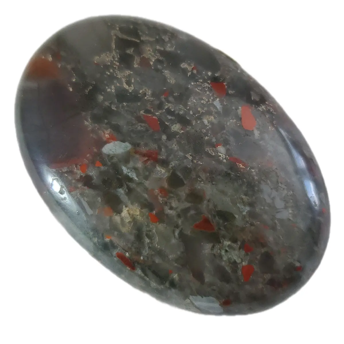 Bloodstone Palm Stone 2x1.5 Inches - African Bloodstone with Reddish Accents, Clear and Transparent, for Enhancing Energy, Focus, and Motivation