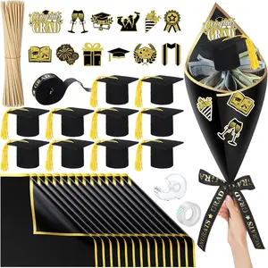 254 pieces of 2026 graduation gift bouquets, including flower wrapping paper, beads, stickers, graduation caps, suitable for women, girls, boys, college students, him, her, high school 2026 graduates, DIY gift ideas