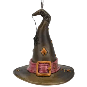 Witch Hat with Spider Halloween Ornament - Hand-Painted Quality Resin - 3.5 x 3 Inches Tree Christmas Gift Spooky Halloween Witch spooky gift indoor home decor props