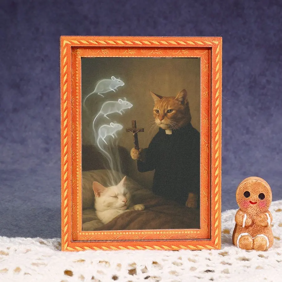 1PC Funny Cat Kitty Refrigerator Magnet, Mini Photo Frame Fridge Magnet, Decorative Fridge Magnets, Home Decor, Perfect Holiday Gift, Whimsical Gift Choice, Fun and Unique Kitchen Accessory, Fridge Decorating Magnet, Cute Magnets for Fridge