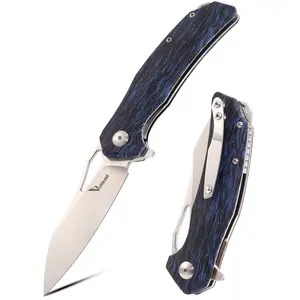 Viuorwi EDC Pocket Folding Knife – G10 Handle, Thumb Hole, Deep Carry Clip, EDC Tactical Knife for Camping Hiking Hunting Outdoor