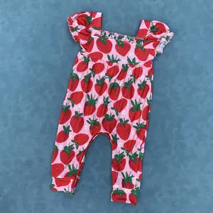 Infant baby girl strawberry summer romper kids clothes