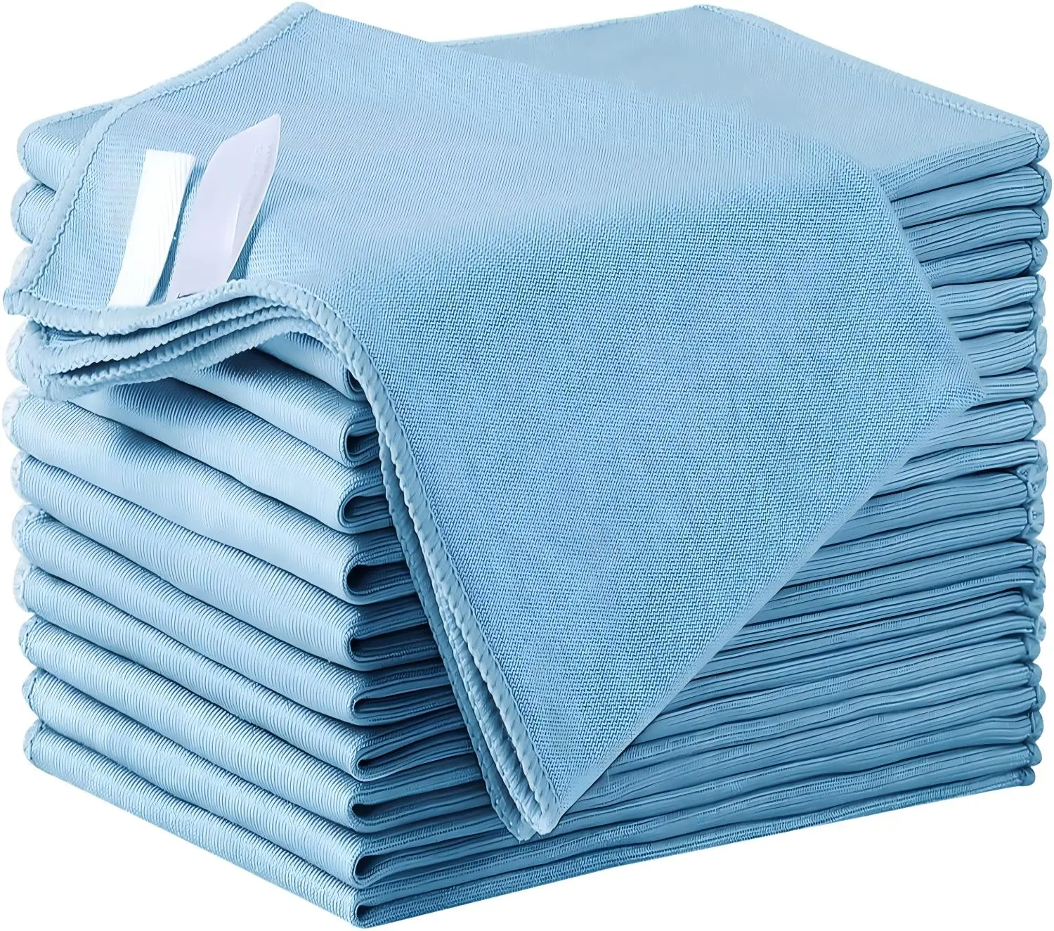 12-Pk 12x12 Blue Microfiber Glass Cleaning Cloths, Lint-Free, Streak-Free, Multifunctional, Washable, Reusable Polishing Cloths for Stainless Steel, Eyeglasses (With Pouch), 12 Pk-12\ X 12\Blue