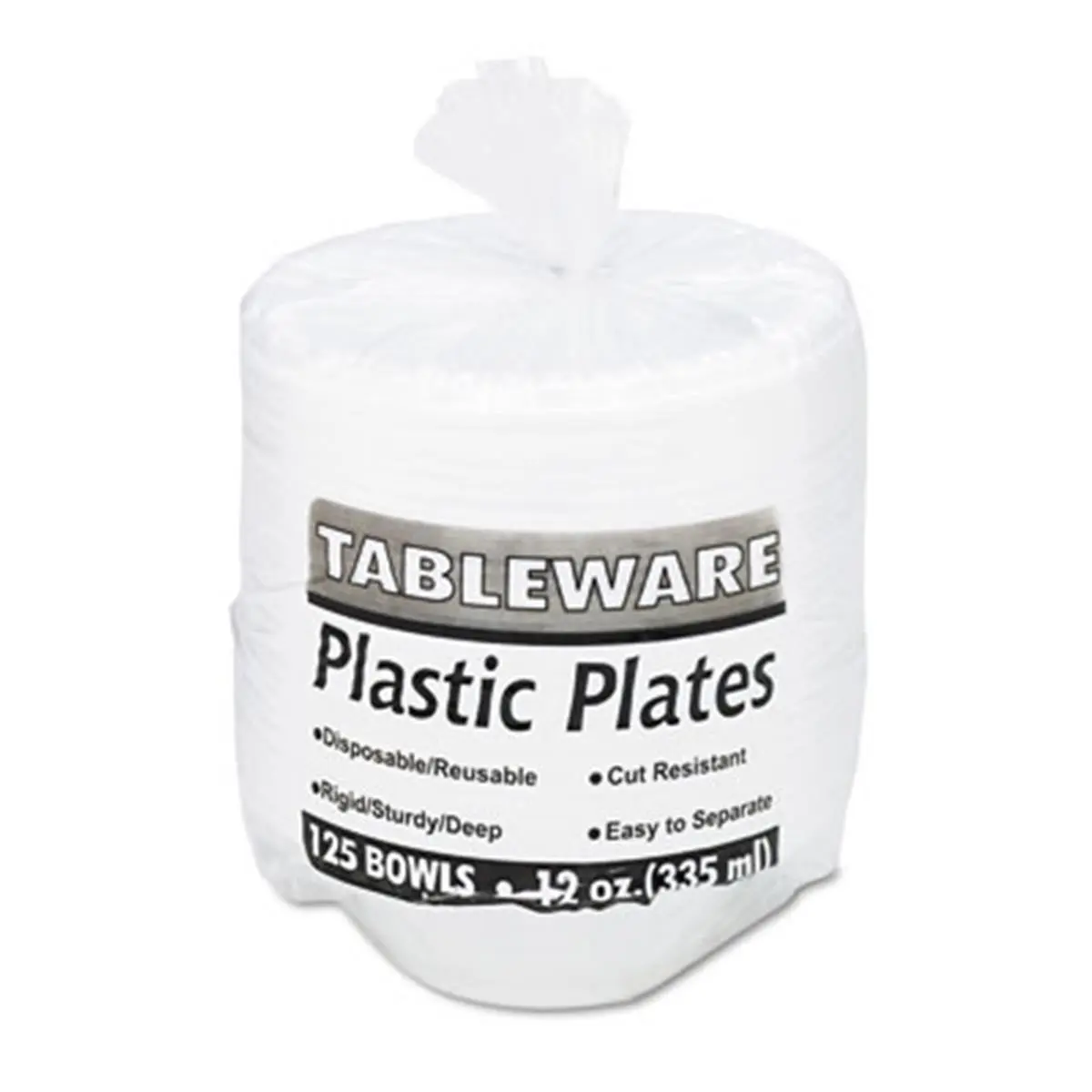 Tablemate 12244WH Plastic Dinnerware Bowls 12 Ounces White 125 per Pack