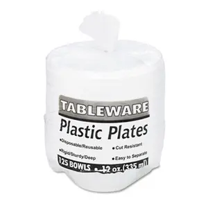 Tablemate 12244WH Plastic Dinnerware Bowls 12 Ounces White 125 per Pack