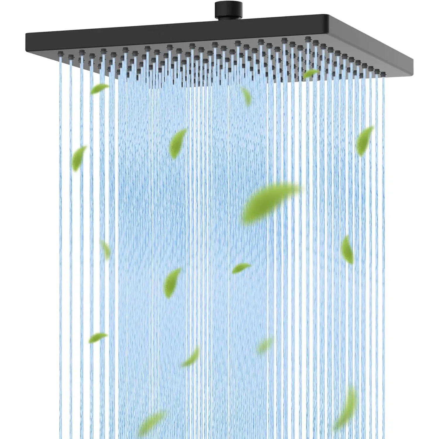 Thickness Metal Rain Shower , 10 Inch High  Rainfall Shower , Square Bathroom Waterfall Shower Heads, High Flow Fixed Showerheads with Adjustable Brass Ball Joint, Matte Black